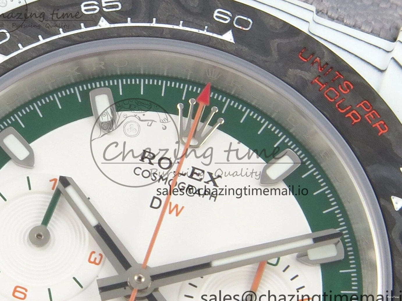 MiroTime 0312 TimelessDesign Daytona DIW Carbon Case and Bezel DIWF Edition White Green Dial on Grey Nylon Strap A 51